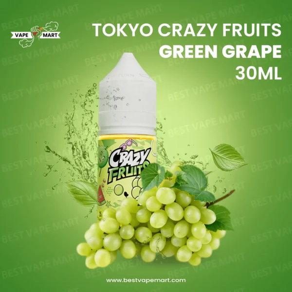 TOKYO CRAZY FRUITS GREEN GRAPES ICED 30ML 50MG  – 50MG Tokyo Golden series Tokyo Crazy Fruits Green grape 30ml Price in Pakistan